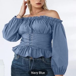 Omonsim women's navy blue corset blouse size 2XL new with tags never used